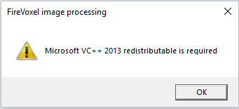 Microsoft Visual C++ 2013 Redistributable is missing.